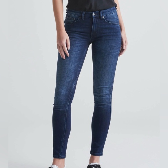bebe Denim - bebe dark wash straight leg skinny jeans